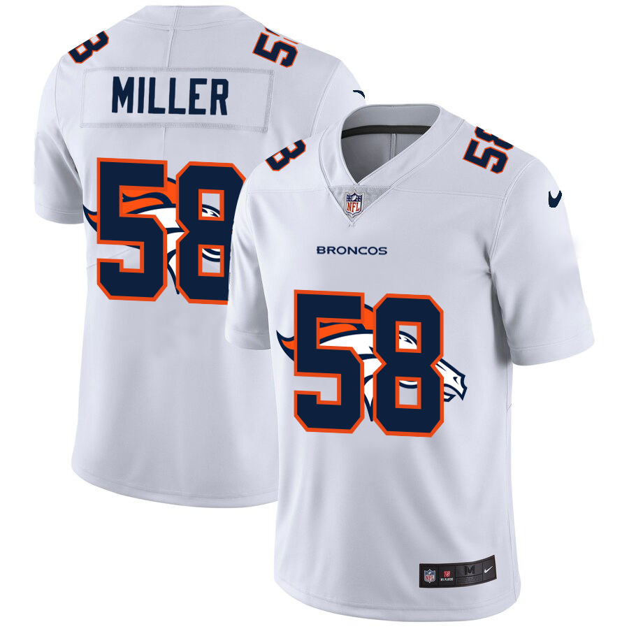 Men's Denver Broncos #58 Von Miller White Shadow Logo Limited Stitched Jersey